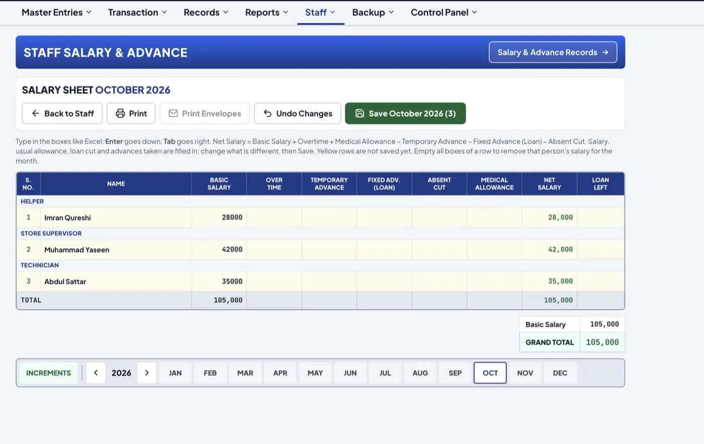 Interactive Salary Sheet